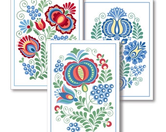 Set of Three Moravian Design Greeting Cards