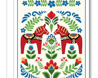 Swedish Folk Design Dala Horses Red BP37