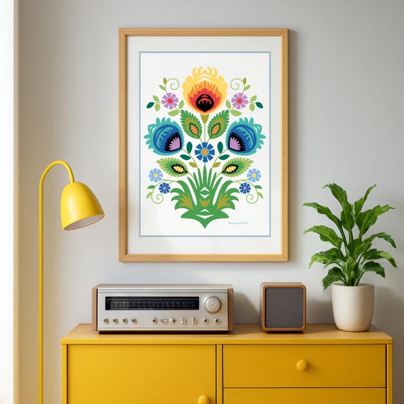 Polish Wycinanki Spring Floral Fine Art Print - Etsy