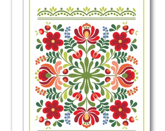Hungarian Folk Design Greeting Card