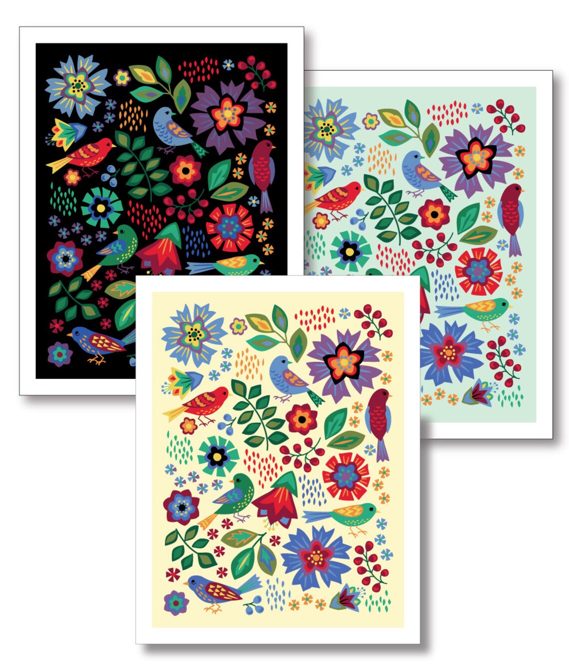 Set of Six Greeting Cards Etsy