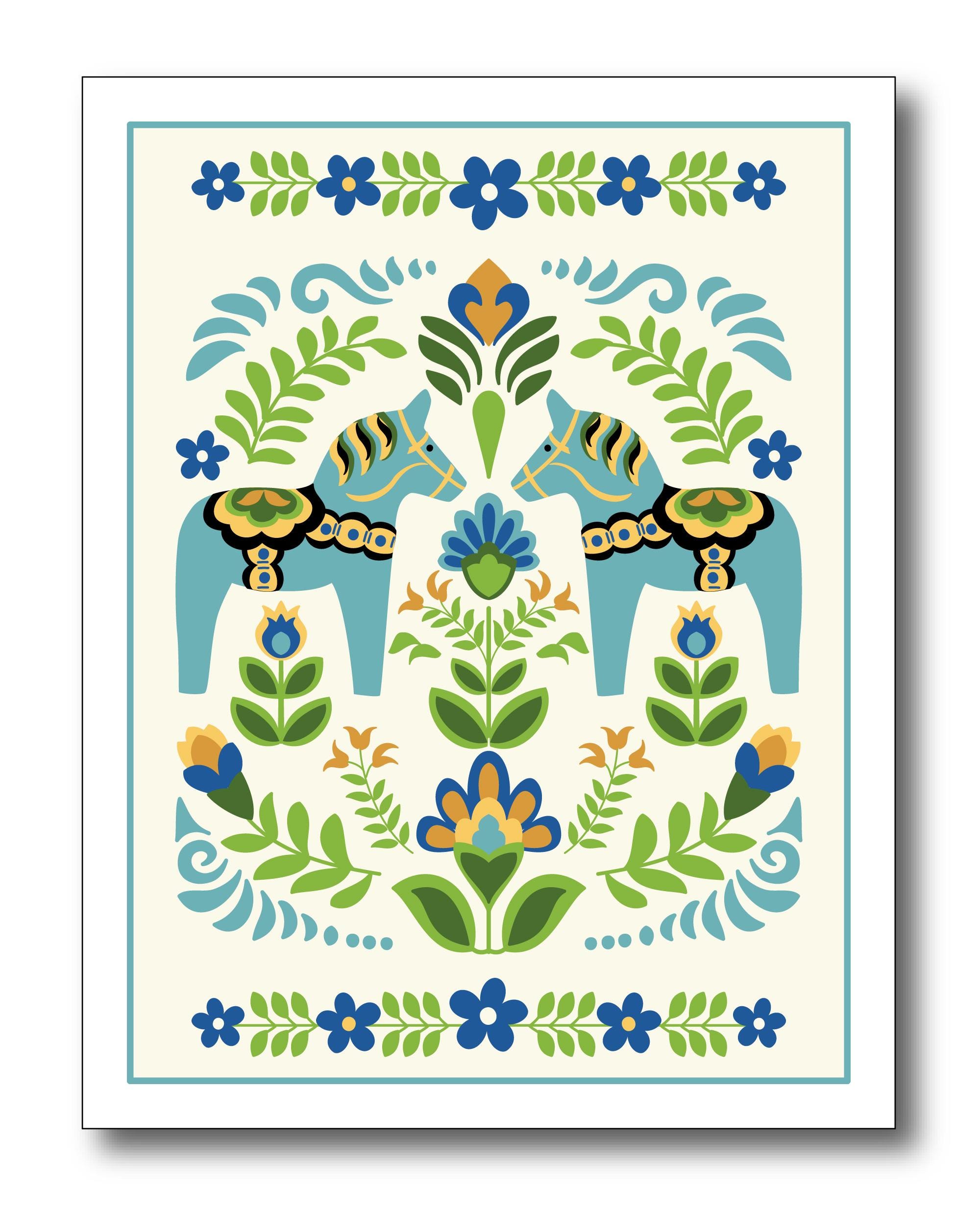 Dapla Design Swedish Dala Horse Design, Set of Six Greeting Cards - Etsy