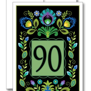Carte 90e anniversaire au design folklorique polonais