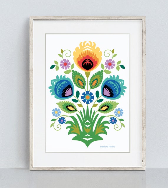Polish Wycinanki Spring Floral Fine Art Print - Etsy