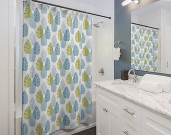 Mid Century Modern Leaves Shower Curtain