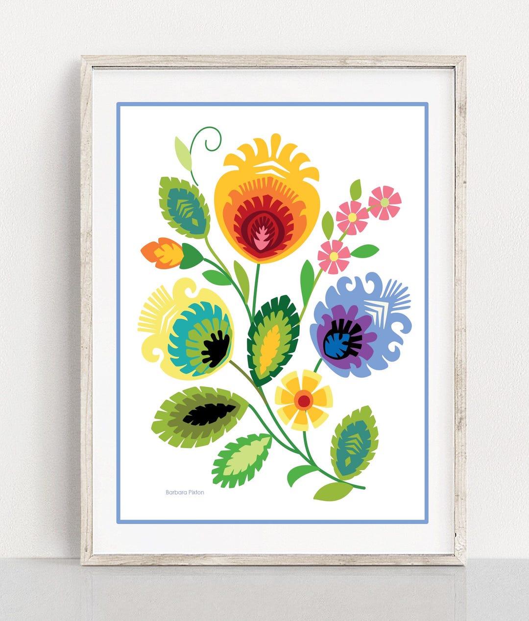 Polish Folk Style Wycinanki Papercut Design Yellow Flower Fine Art ...