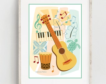 Ukulele Collage Fine Art Print