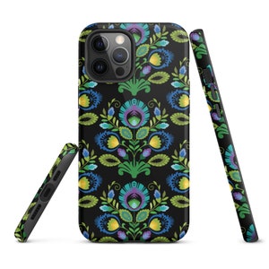 Polish Folk Art Teal Flower Tough iPhone case