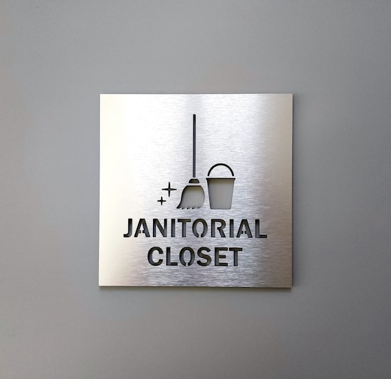 Janitorial closet sign. Janitorial room door signs. Janitor's closet signs. Janitor room signage.