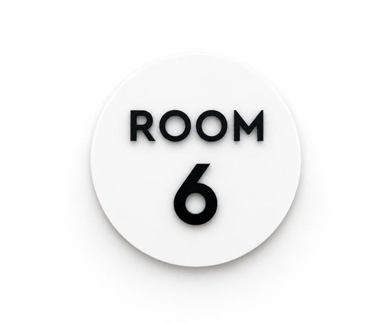Custom round room number signs. Modern door number plaques. Unit numbers. Exam room sign. Hotel. Office door sign. Made in USA