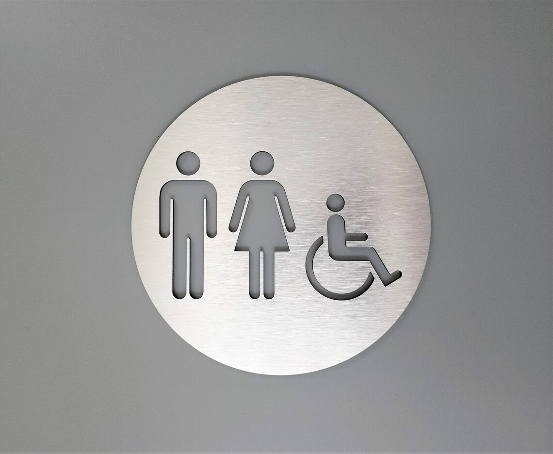 Gold Bathroom Sign. All Gender Restroom Door Sign. Unisex Etsy