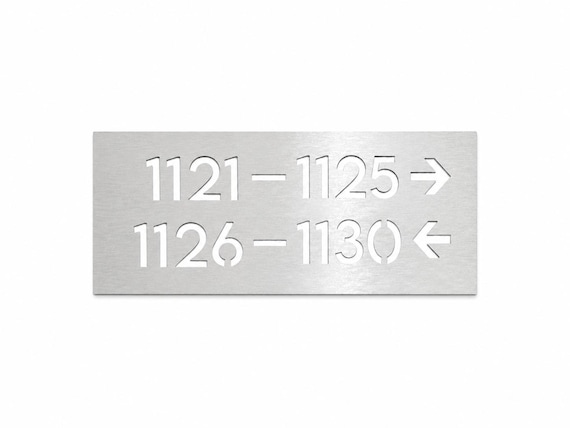 Directional Room Number Sign, Modern Wayfinding Sign, Apartment Hallway Number Range Sign
