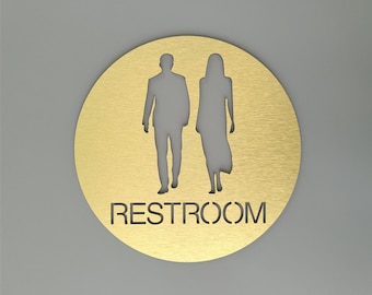 Cartel de baño contemporáneo. Cartel del baño. Masculino Baño femenino. Baños para todos los géneros.