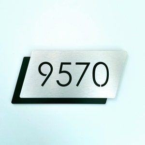 Door number plaque. Apartment number sign. Hotel room numbers. Modern room number plate.
