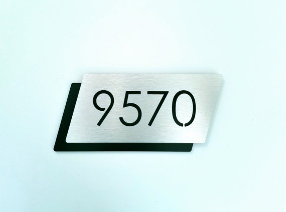 Door number plaque. Apartment number sign. Hotel room numbers. Modern room number plate.