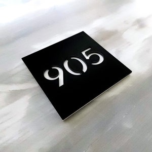 Number signs for apartments and hotel rooms. Custom apartment door numbers. Hotel room number plaques. Outdoor and indoor unit numbers.