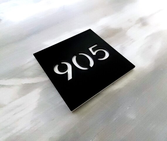 Number signs for apartments and hotel rooms. Custom apartment door numbers. Hotel room number plaques. Outdoor and indoor unit numbers.