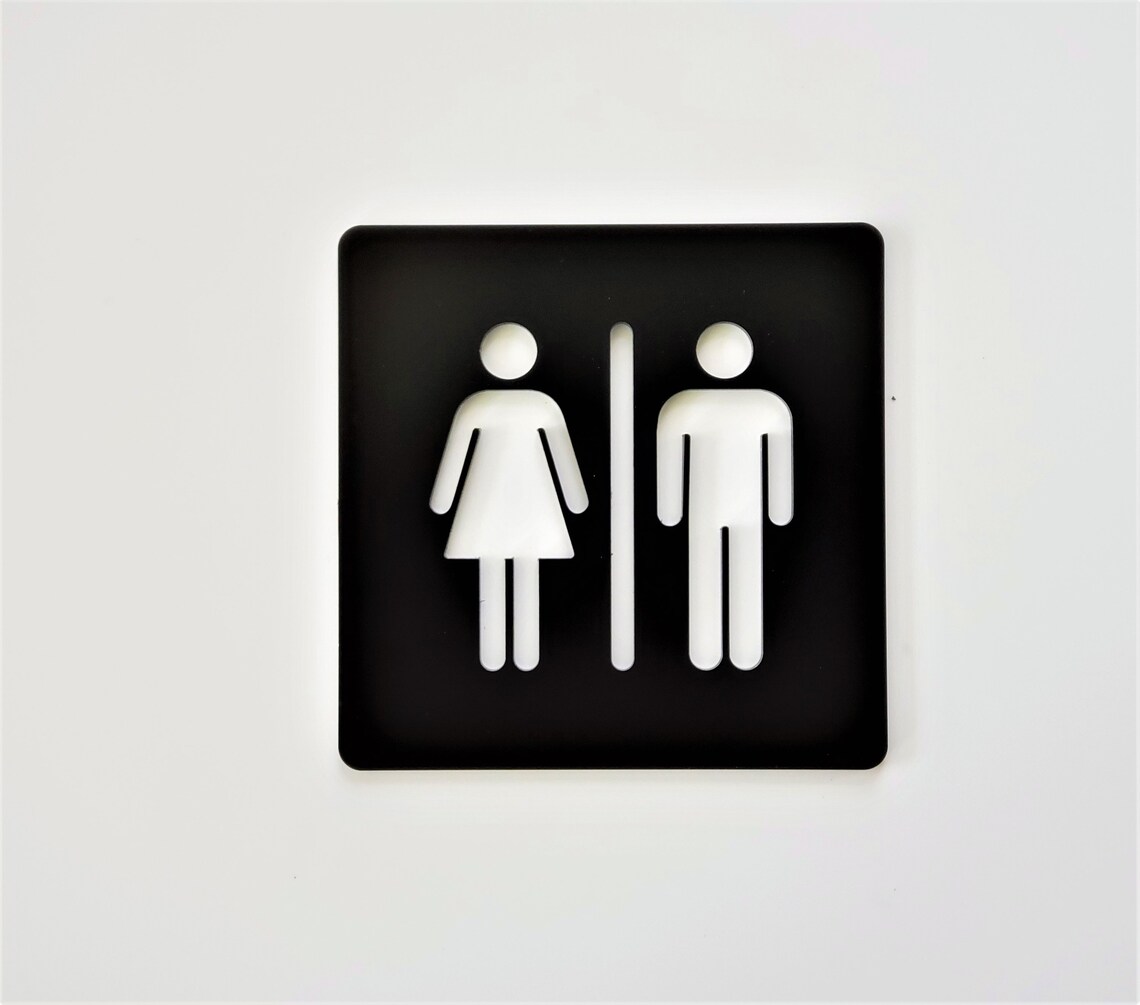Square Bathroom Signs. Unisex Restroom Sign Gold. All Gender - Etsy