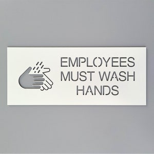 Employees must wash hands sign. Please wash your hands. Hand washing signs. Employees wash hands sign. Restroom signage.