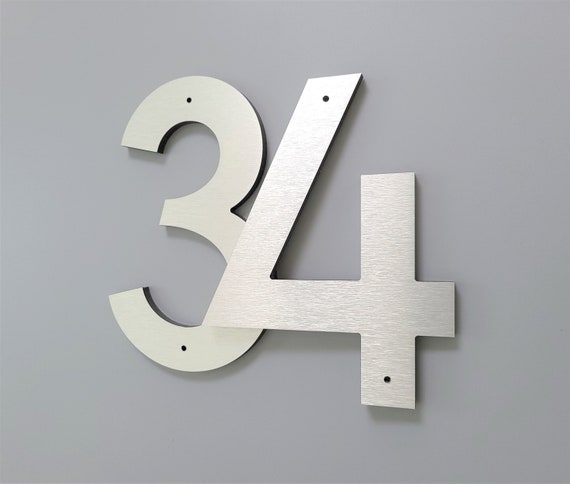 12 inch modern numbers and letters. Black, White and Silver house numbers. Bold door numbers. Building numbers.
