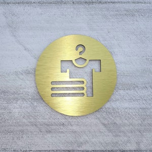 Wäscheschild mit Grafik. Wäschestube Symbol Schild. Türschild für Wäschestube. Moderne Wäscheschilder.