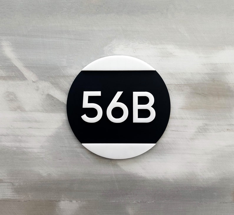Black Acrylic Number Sign. Apartment Numbers. Round Door Numbers ...