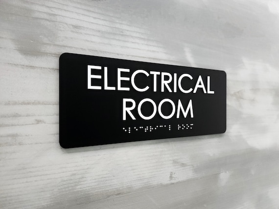 Electrical Room door sign. ADA compliant utility room signs. Custom ADA signs. Electrical Room signs. Room identification signs.