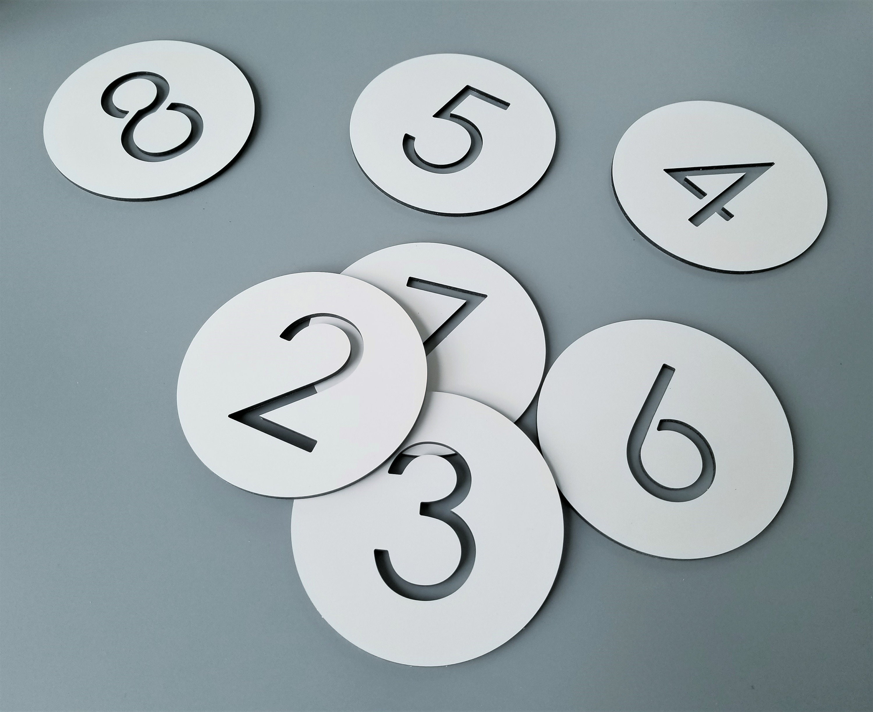 Round number plaque. Exam room numbers. Door number sign. Apartment