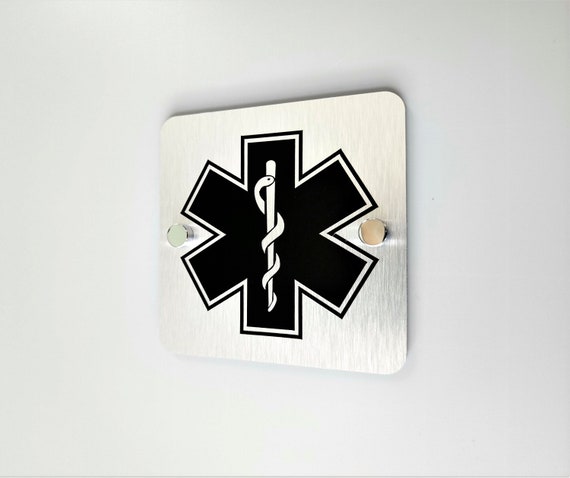 Star of life symbol sign. Elevator signage. Fire Emergency signs. Building code compliant signs.