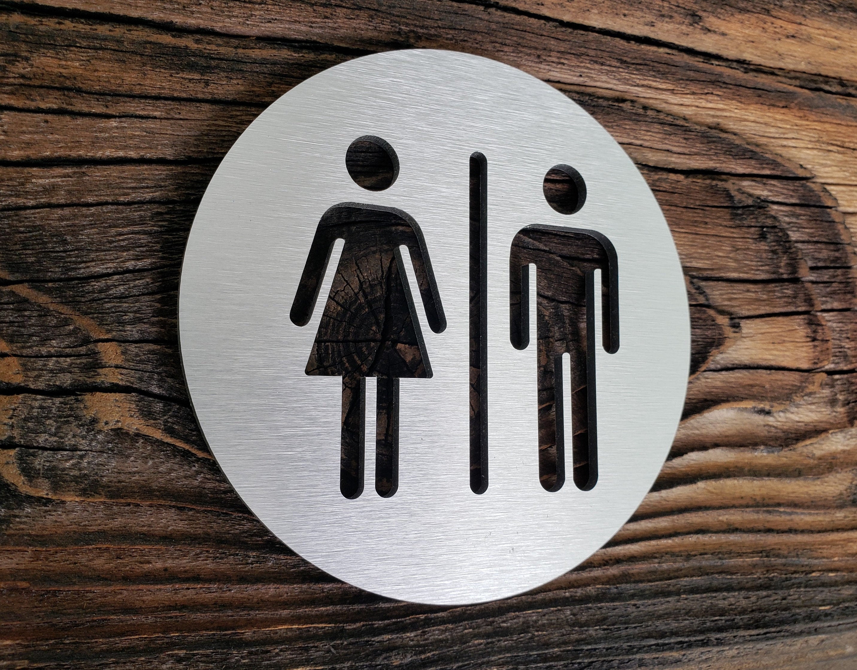 Unisex Restroom Sign All Gender Bathroom Sign Wood Metal Door Sign | My ...
