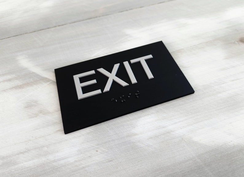 Exit Sign With Grade 2 Braille and Tactile Text. ADA Compliant Exit ...
