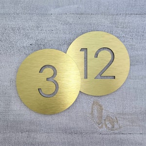 Door numbers for hotel rooms, apartments, exam rooms. Modern house numbers. Address plaque. Silver. Gold. White. Black.