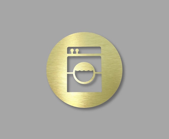 Modern Laundry Room Sign | Round Door Sign for Home, Office, Gym, Spa, or Business