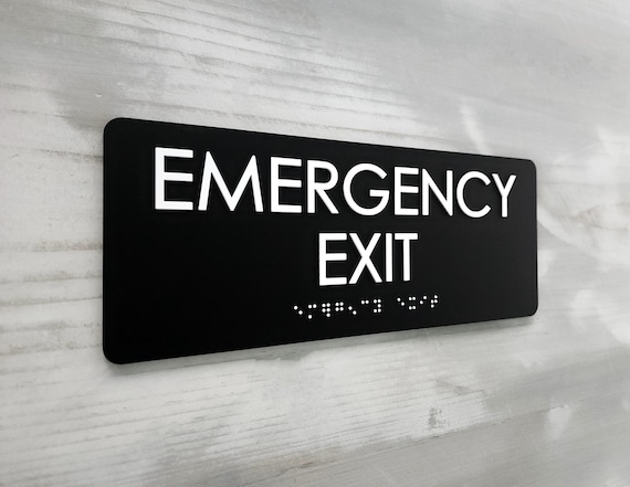 Emergency Exit door sign. ADA compliant exit signs. Custom ADA signs. Emergency exit only signs. Safety exit signs.