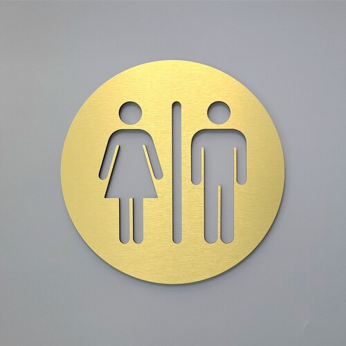 Gold Bathroom Sign. All Gender Restroom Door Sign. Unisex Etsy