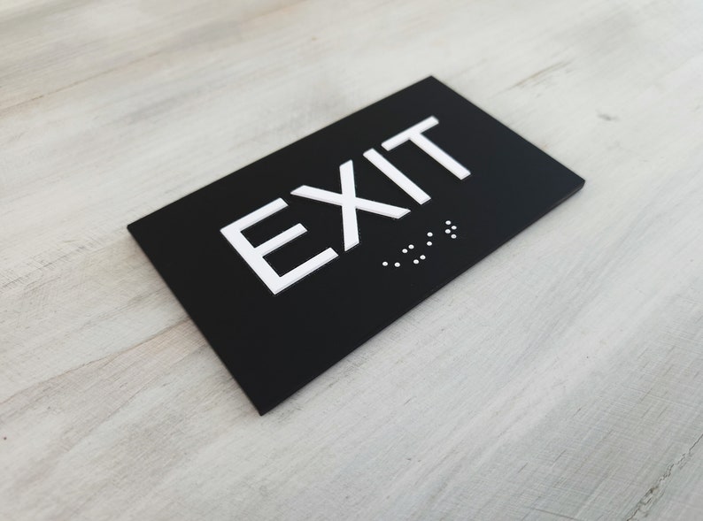 Exit Sign With Grade 2 Braille and Tactile Text. ADA Compliant Exit ...