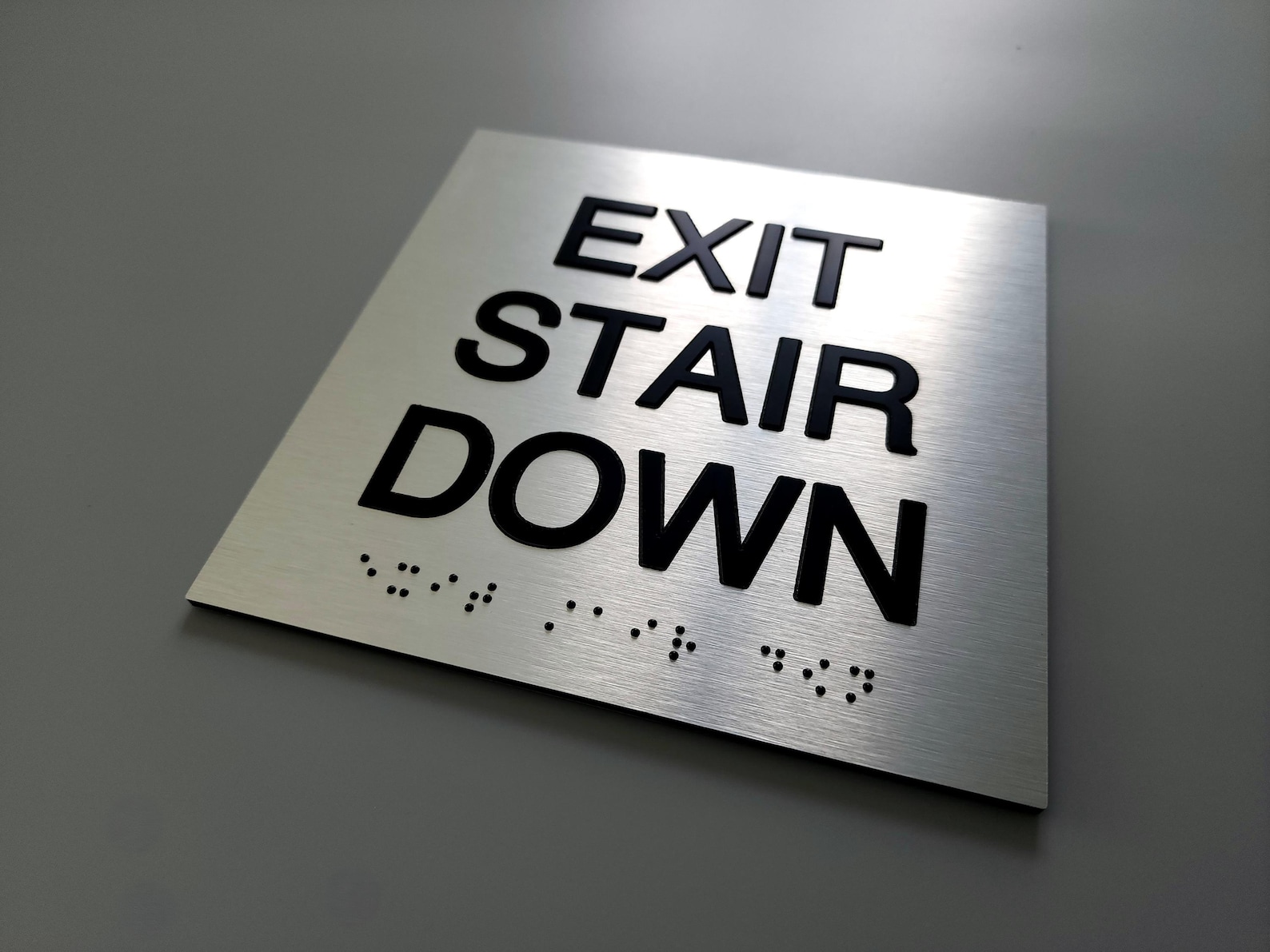 Exit Stair Down ADA Sign With Grade 2 Braille and Tactile Text. ADA ...