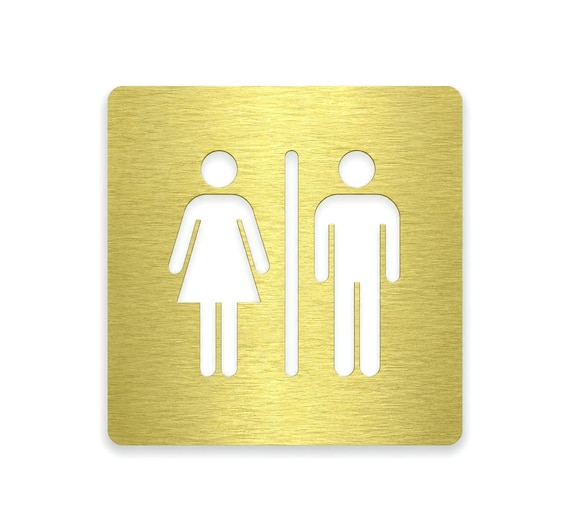 Square Unisex Restroom Sign – Modern Metal Bathroom Door Sign