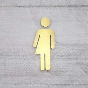 Gender neutral figure for bathroom door. All gender restroom signs. Metal restroom people. Modern WC signage.