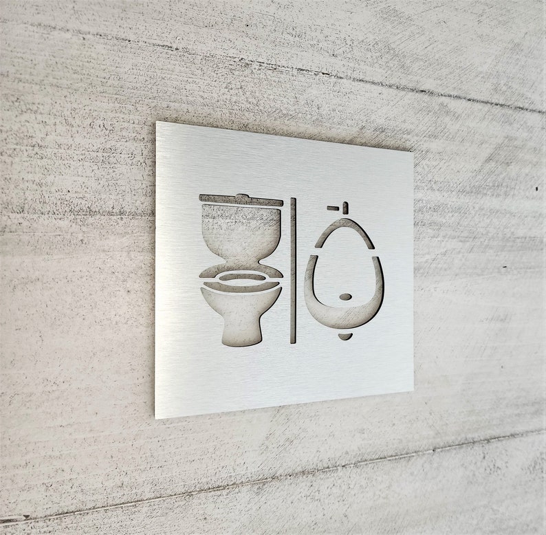 Bathroom sign with toilet and urinal symbols. All gender restroom signs. Unisex toilet sign. Gender neutral restroom door signs. zdjęcie 4