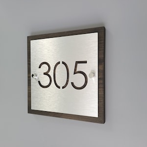 Square door number. 5&quot;x5&quot;. Apartment numbers. Hotel room numbers. Modern address sign. House number plaque.
