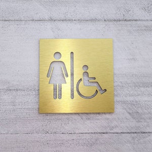 Women&#39;s restroom signs. Handicap accessible bathroom door signs. Female toilet sign. Women&#39;s bathroom sign.