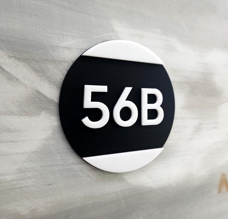 Black Acrylic Number Sign. Apartment Numbers. Round Door Numbers ...