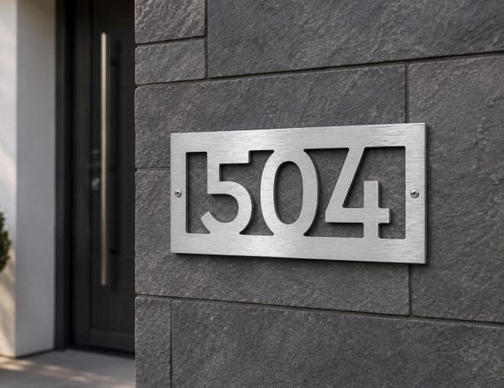 Custom Door Number Plaque, Modern Apartment Sign, Hotel Room Number, Office Door Plaque, Adhesive or Screw Mount, Gold Silver Black White