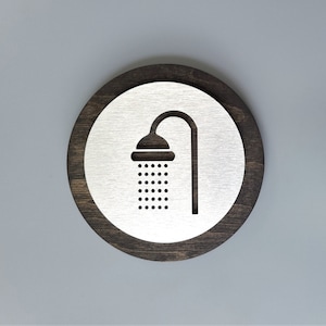 Sign for shower room. Shower room door sign. Shower room signage for business.