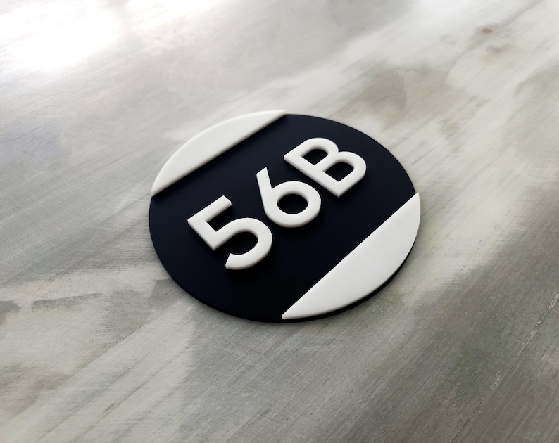 Black Acrylic Number Sign. Apartment Numbers. Round Door Numbers ...