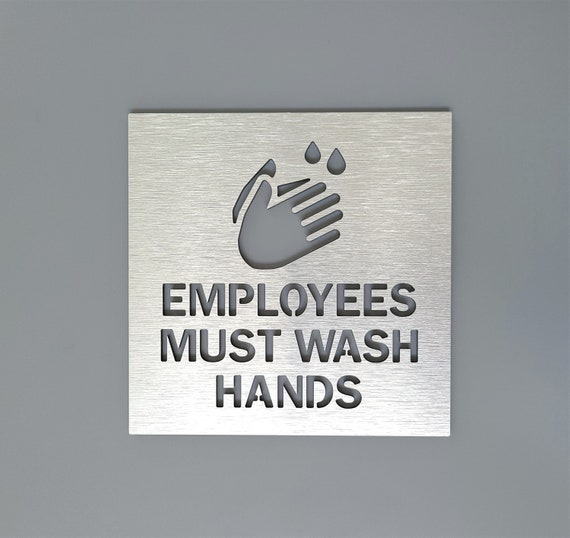 Employees must wash hands sign for business. Hand washing signs. Employees wash hands sign. Restroom signage.