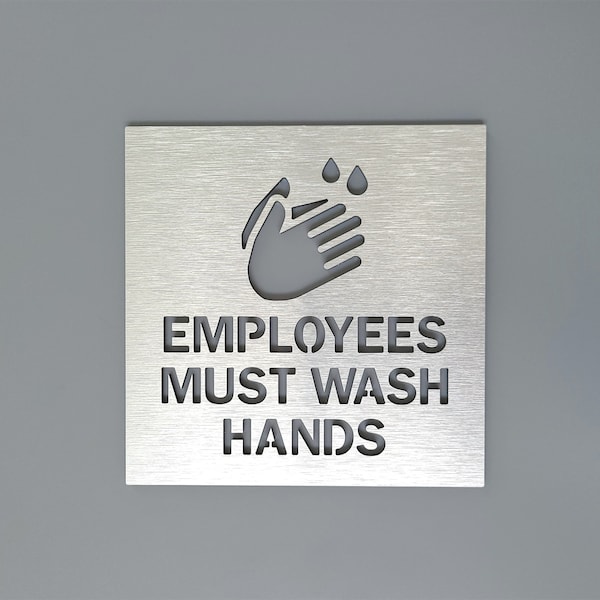 Employees must wash hands sign for business. Hand washing signs. Employees wash hands sign. Restroom signage.