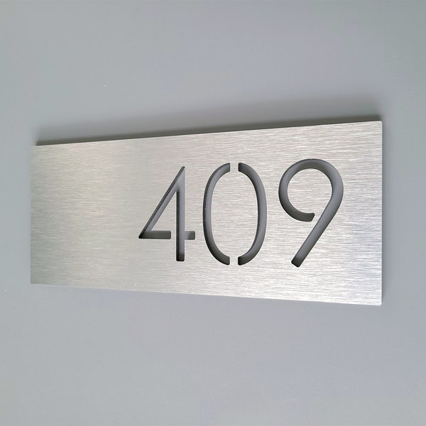 Numéro personnalisé. Plaque d'immatriculation de l'appartement. Numéros de chambre d'hôtel. Plaque d'adresse en aluminium. Numéros de maison modernes.