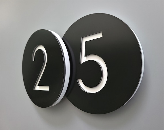Black house numbers. Apartment number plaque. Hotel room numbers. Modern door numbers.